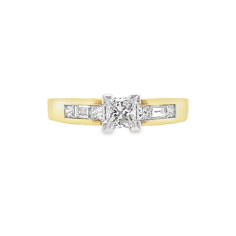 Parrys Jewellers 18ct Yellow Gold Princess Cut Diamond EngagementRing TDW 0.77ct