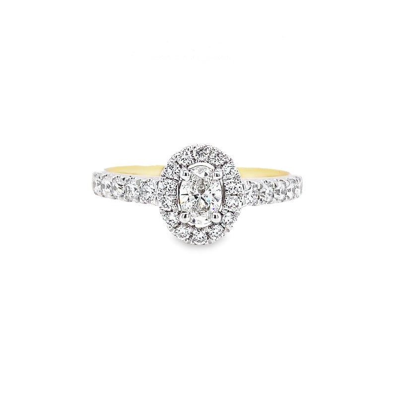 Parrys Jewellers Halo Oval Cut Diamond Engagement Ring TDW 0.75ct