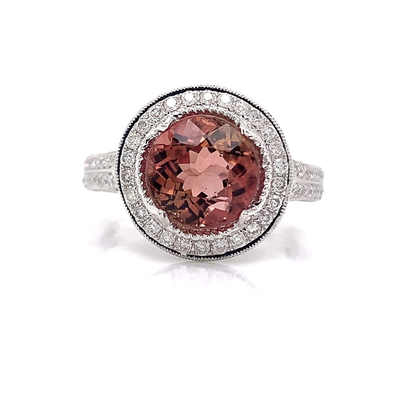 Parrys Jewellers 18ct White Gold 2.64ct Pink Tourmaline Diamond Dress Ring