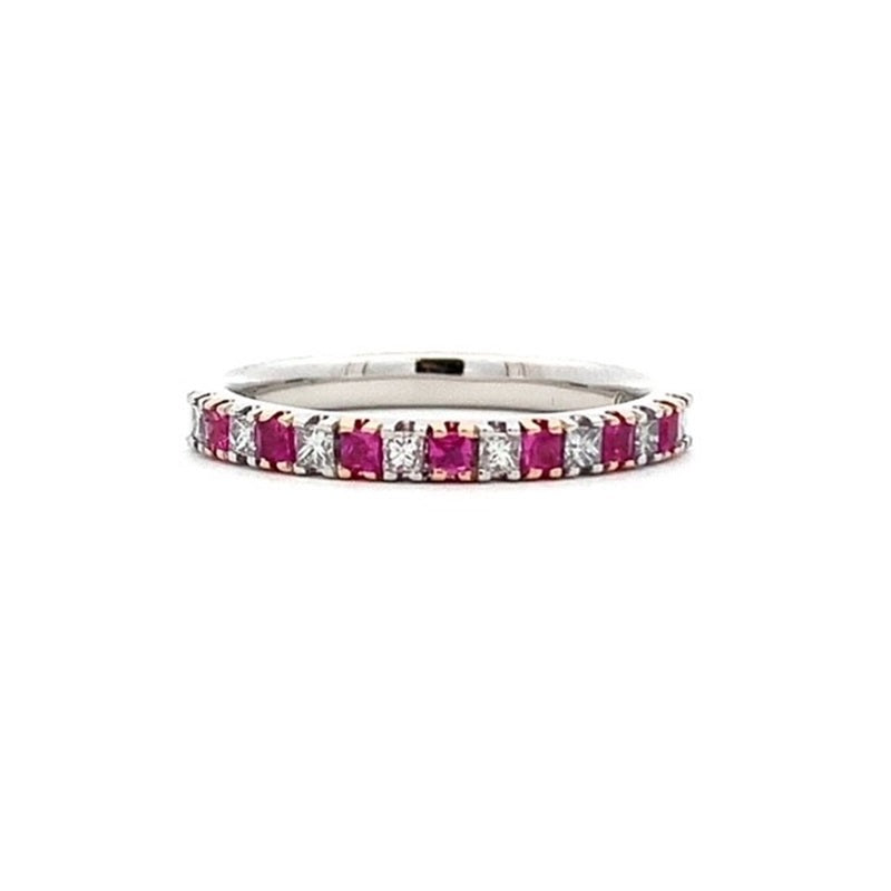 Parrys Jewellers 9ct White Gold & Rose Gold Pink Sapphire & Diamond Set Ring