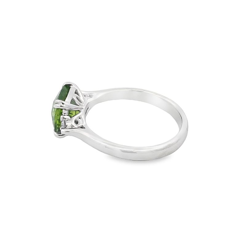 Parrys Jewellers 9ct White Gold 2.4ct Cushion Peridot and Diamond Ring