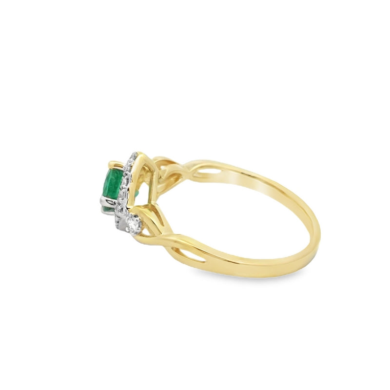 Parrys Jewellers 9ct Yellow Gold 0.65ct Emerald and Diamond Ring 18rbc=0.20ct