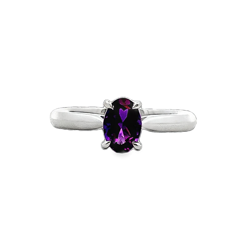 Parrys Jewellers 9ct White Gold 7x5mm Oval Amethyst Ring