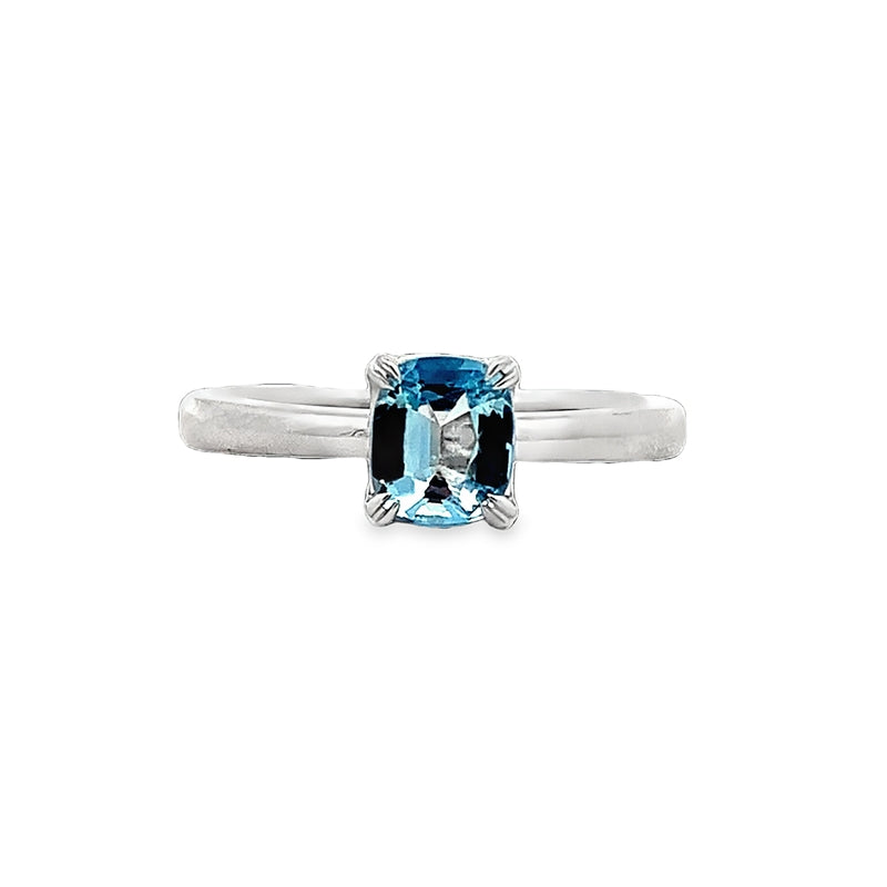 Parrys Jewellers 9ct White Gold 0.65ct Cushion Cut Aquamarine Ring