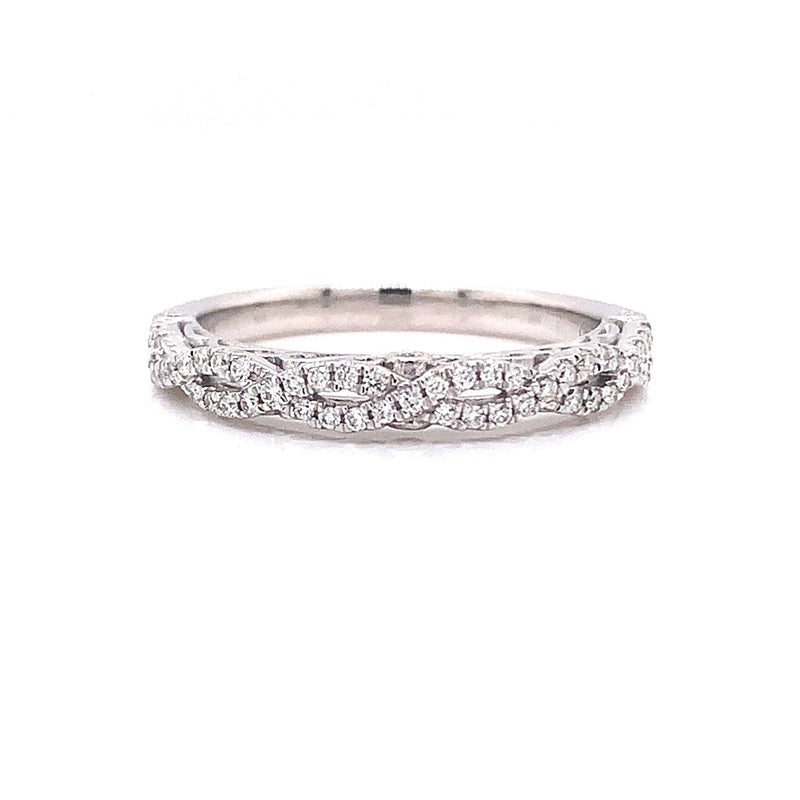 Parrys Jewellers 18ct White Gold Twist Pattern Diamond Set Ring TDW 0.21ct