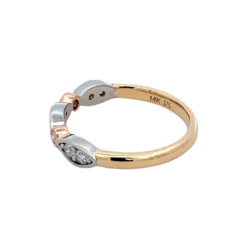 9ct Yellow Gold, Rose Gold and Platinum Pink Diamond Band TDW 0.31ct