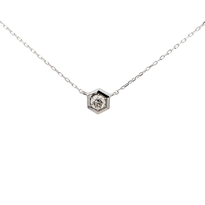 Parrys Jewellers 18ct White Gold Diamond Hexagon Pendant 0.08ct