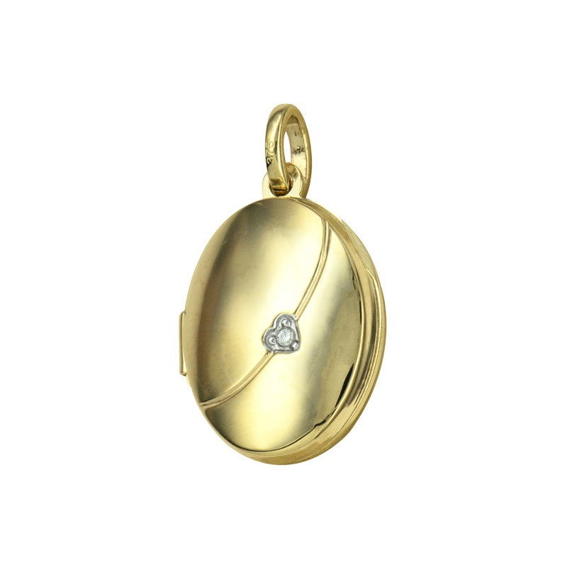 Parrys Jewellers 9ct Yellow Gold Diamond Set Oval Locket