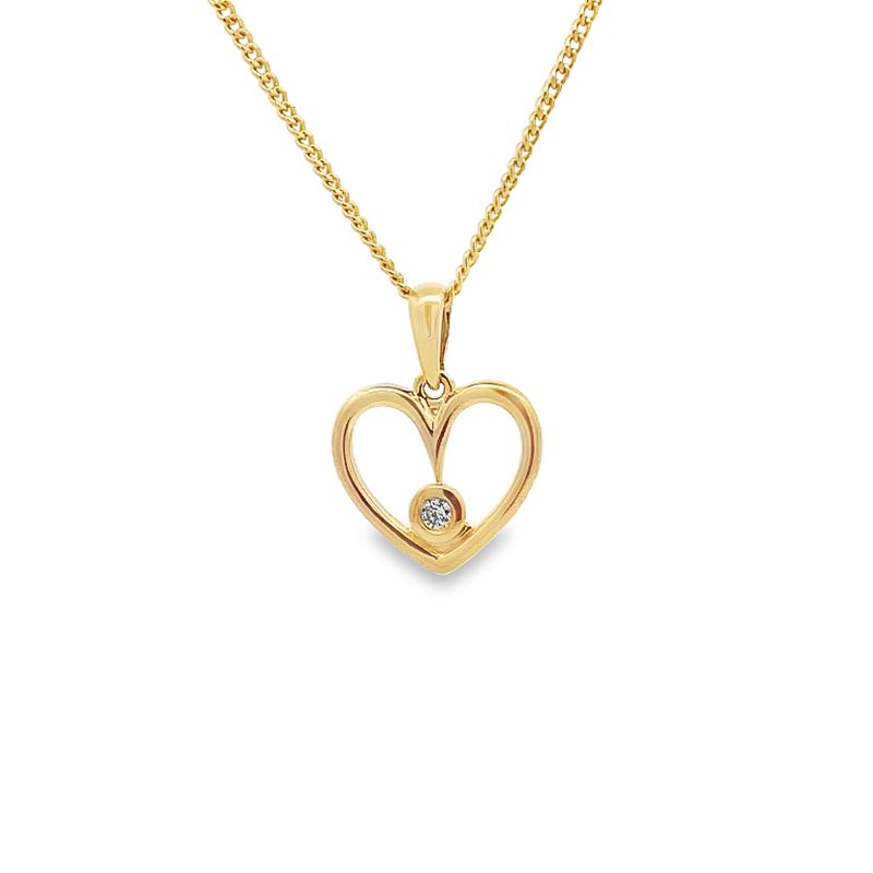 Parrys Jewellers 9ct Yellow Gold 0.04ct Diamond Set Heart