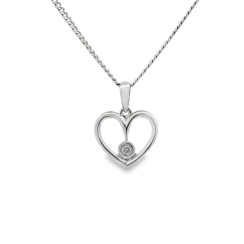 Parrys Jewellers 9ct Yellow Gold 0.04ct Diamond Set Heart Pendant