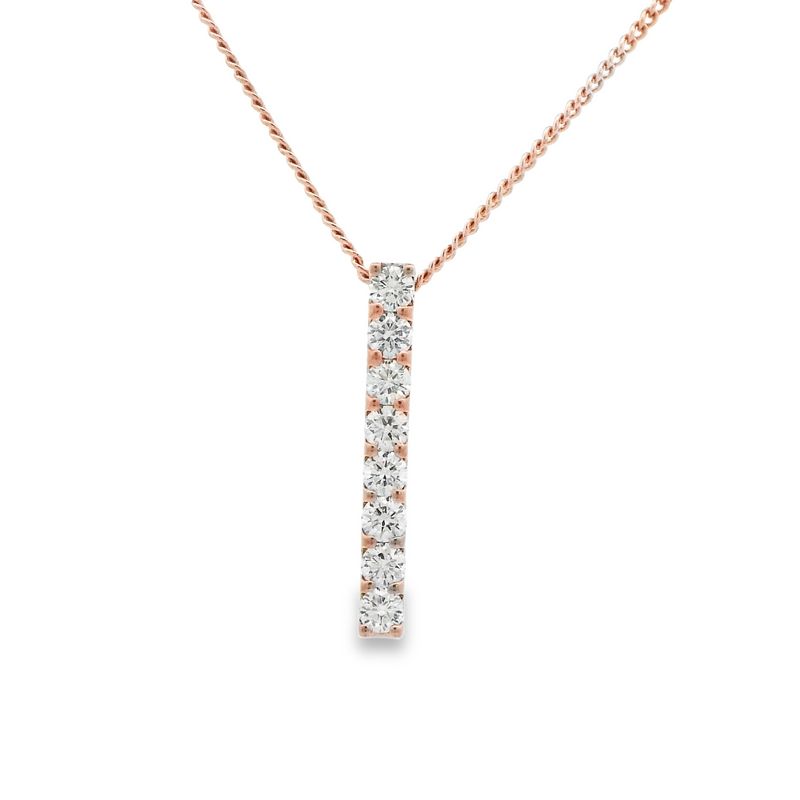 Parrys Jewellers 18ct Rose Gold 8rb=0.50ct Diamond Drop Bar Pendant