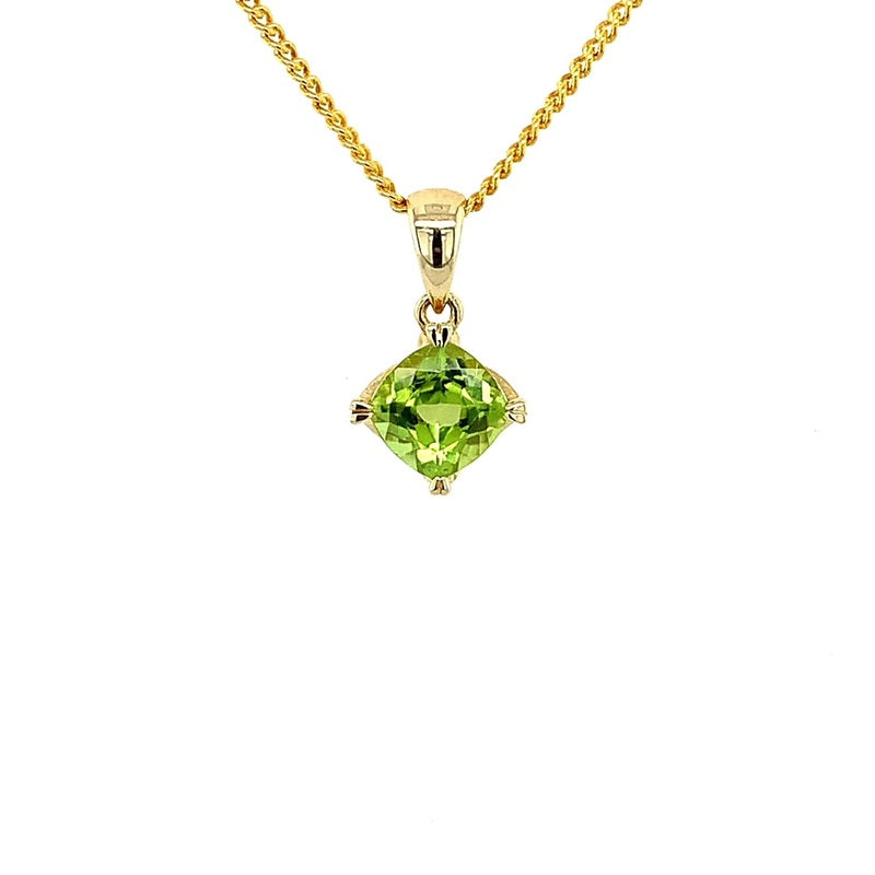 Parrys Jewellers 9ct Yellow Gold Cushion Cut Peridot Pendant