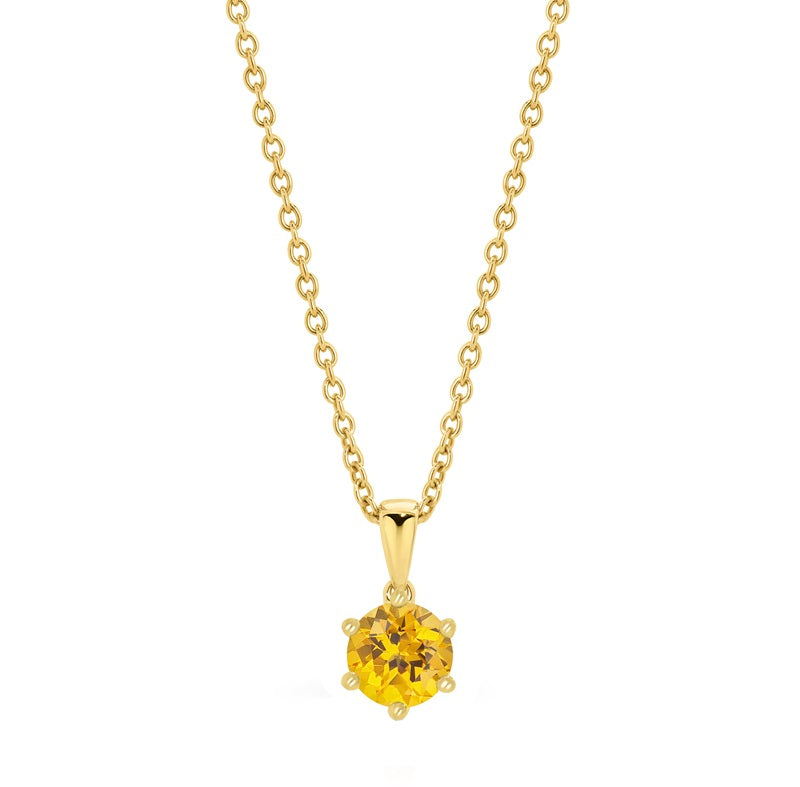 Parrys Jewellers 9CT YELLOW GOLD 6MM CITRINE PENDANT