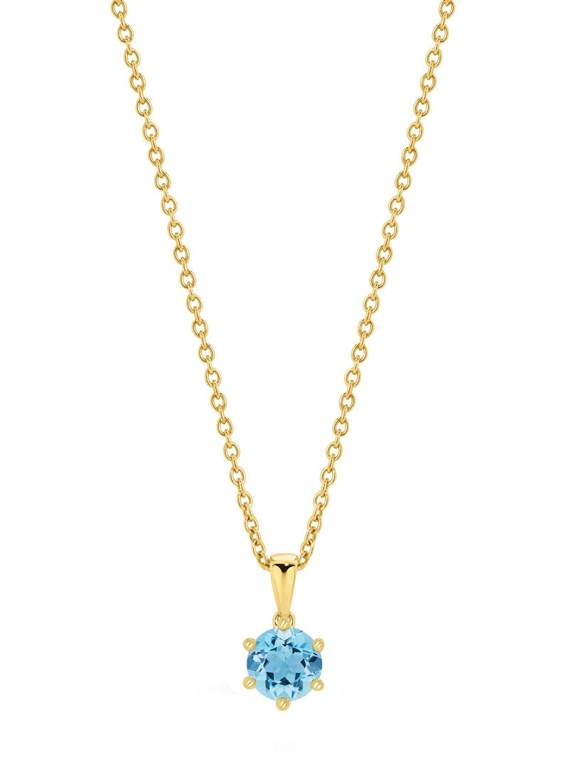 Parrys Jewellers 9CT YELLOW GOLD 6MM B/TOPAZ PENDANT