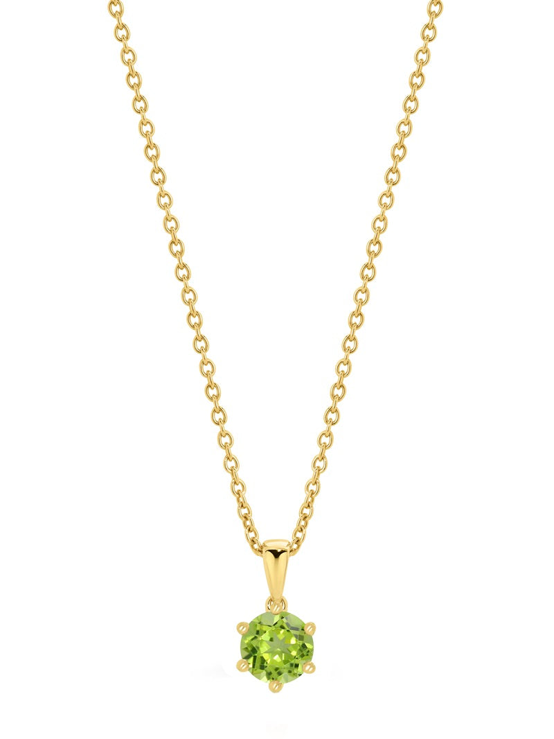 Parrys Jewellers 9ct Yellow Gold 6mm Peridot Pendant