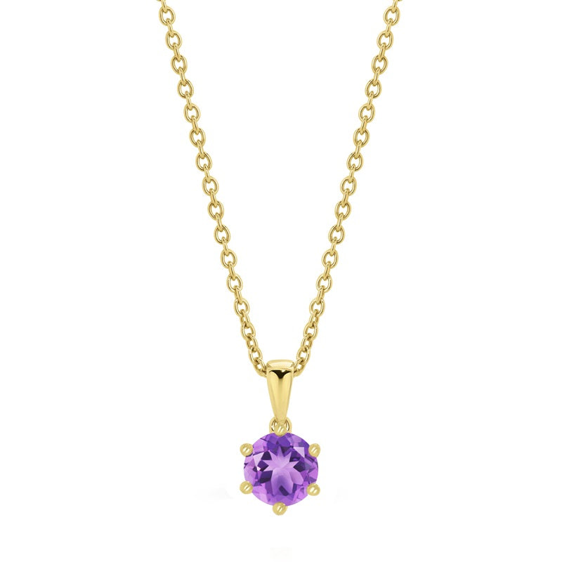 Parrys Jewellers 9ct Yellow Gold 6Mm Amethyst Pendant