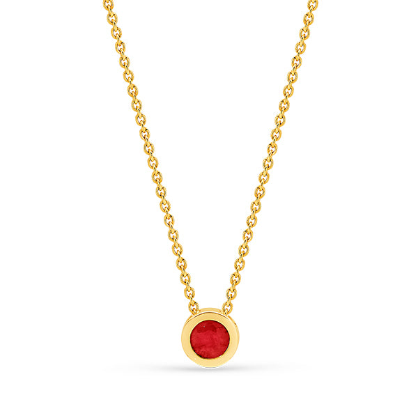 Parrys Jewellers 9ct Yellow Gold 0.27ct Natural Ruby Bezel Slider 45cm Chain