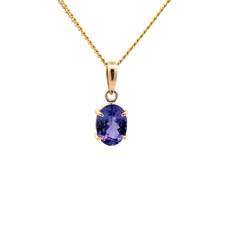 Parrys Jewellers 9ct Yellow Gold 8 x 6mm Oval Tanzanite Pendant