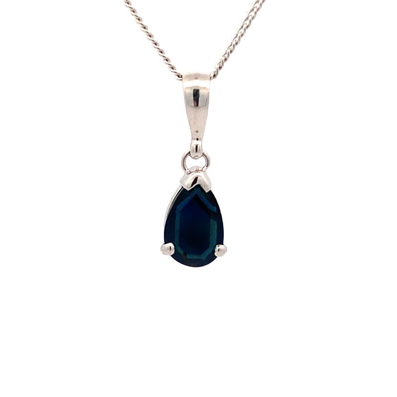 Parrys Jewellers 9ct White Gold 9 x 6mm Pear Australian Sapphire Pendant