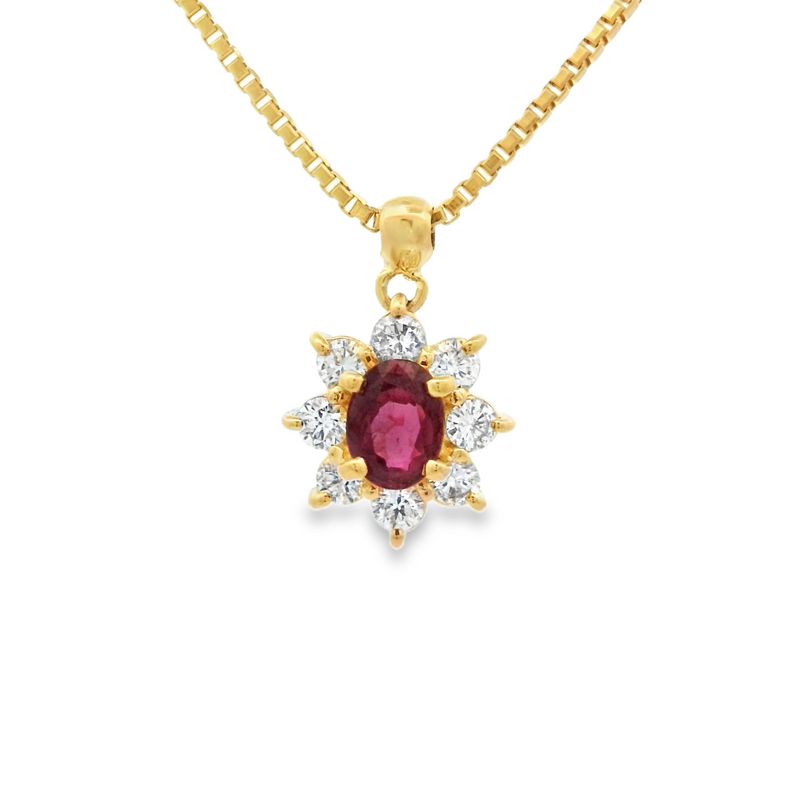 Parrys Jewellers 18ct Y/G Natural Ruby and Diamond Pendant