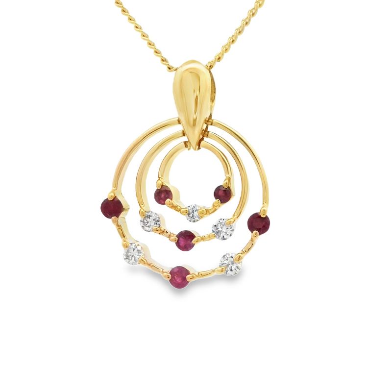 Parrys Jewellers 18ct Yellow Gold Natural Ruby and Diamond TDW=0.17ct Pendant