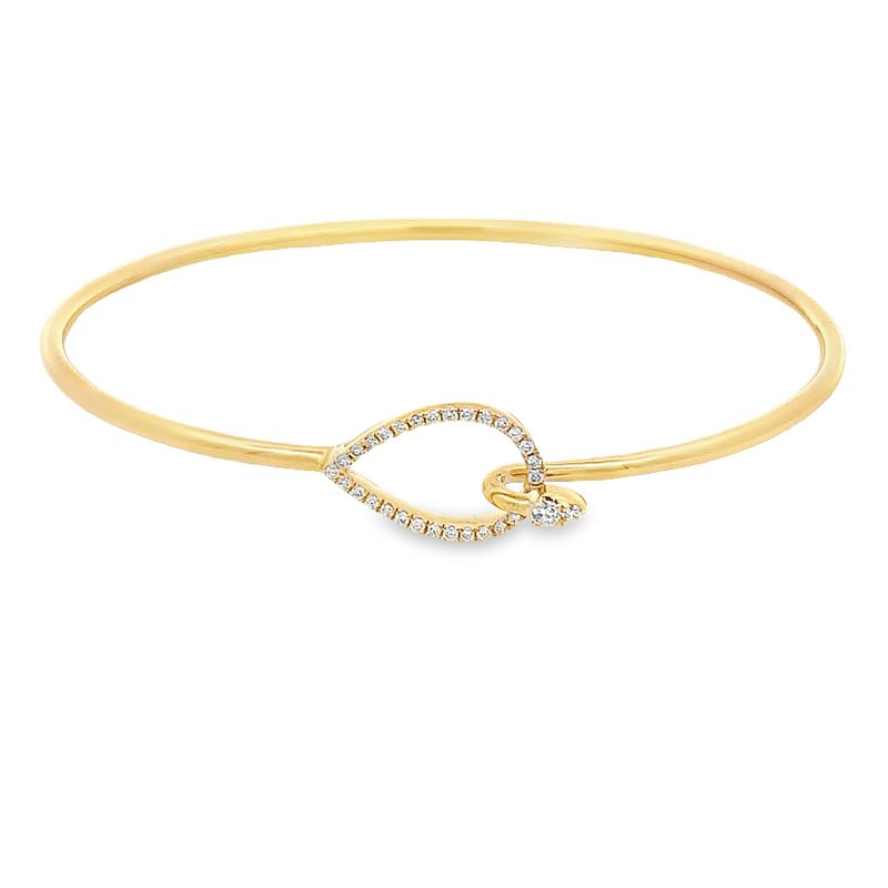 Parrys Jewellers 18ct Yellow Gold Diamond Set Bangle With Pear Shape Clasp TDW 0.20ct