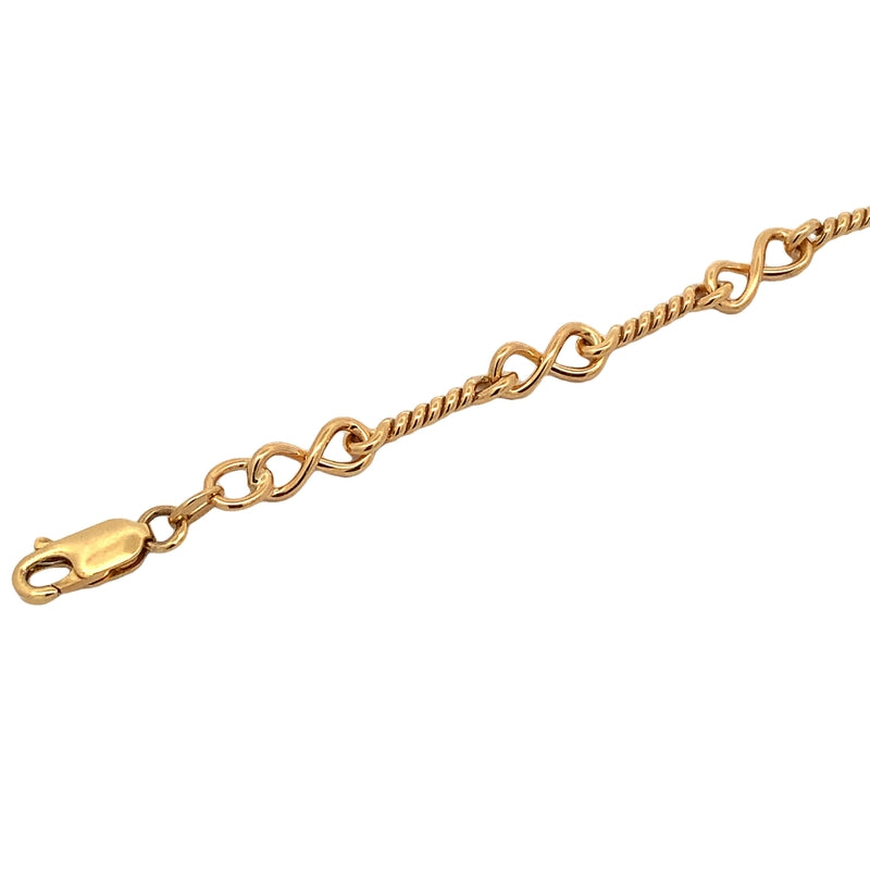 Parrys Jewellers 9ct Yellow Gold Twist and Infinity Link Bracelet