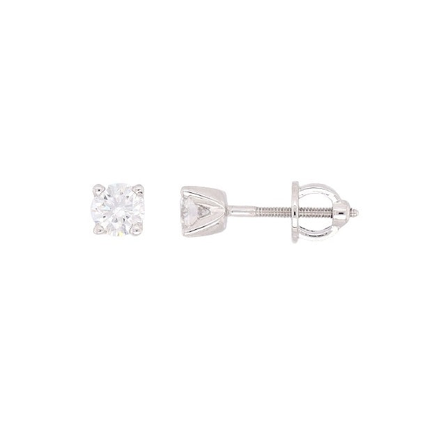 Parrys Jewellers 18ct White Gold Diamond Studs Threaded Post and Butterflies TDW 0.51ct