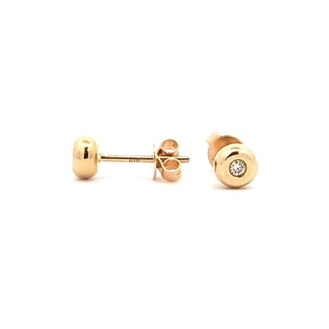 Parrys Jewellers 9ct Yellow Gold Bezel Set Stud Earrings TDW 0.07ct