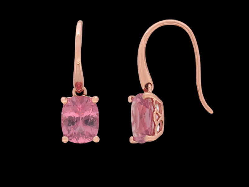 Parrys Jewellers 9ct Rose Gold Pink Tourmaline Drop Earrings