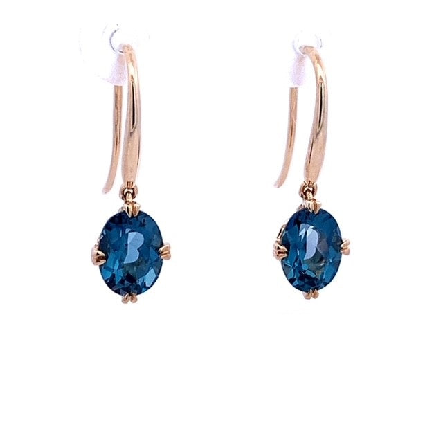 Parrys Jewellers 9ct Yellow Gold London Blue Topaz Drop Earrings