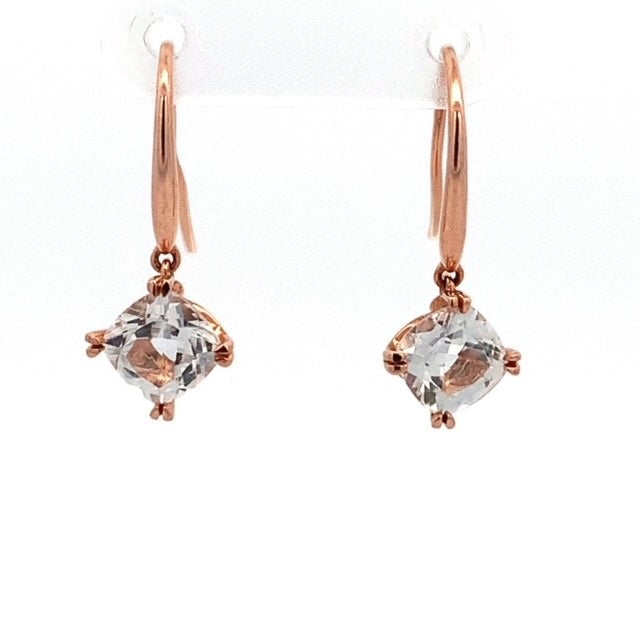 Parrys Jewellers 9ct Rose Gold White Topaz Drop Earrings