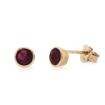 Parrys Jewellers 9ct Yellow Gold 4mm Bezel Set Ruby Studs