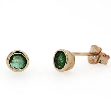 Parrys Jewellers 9ct Yellow Gold 4mm Natural Emerald Bezel Studs