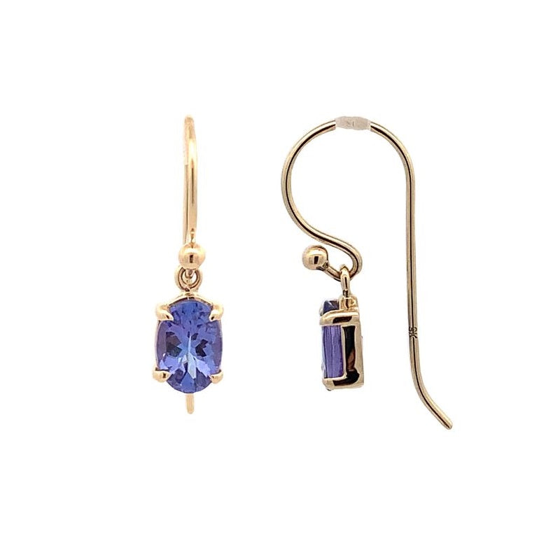 Parrys Jewellers 9ct Yellow Gold 7x5mm Oval Tanzanite Drop Earrings