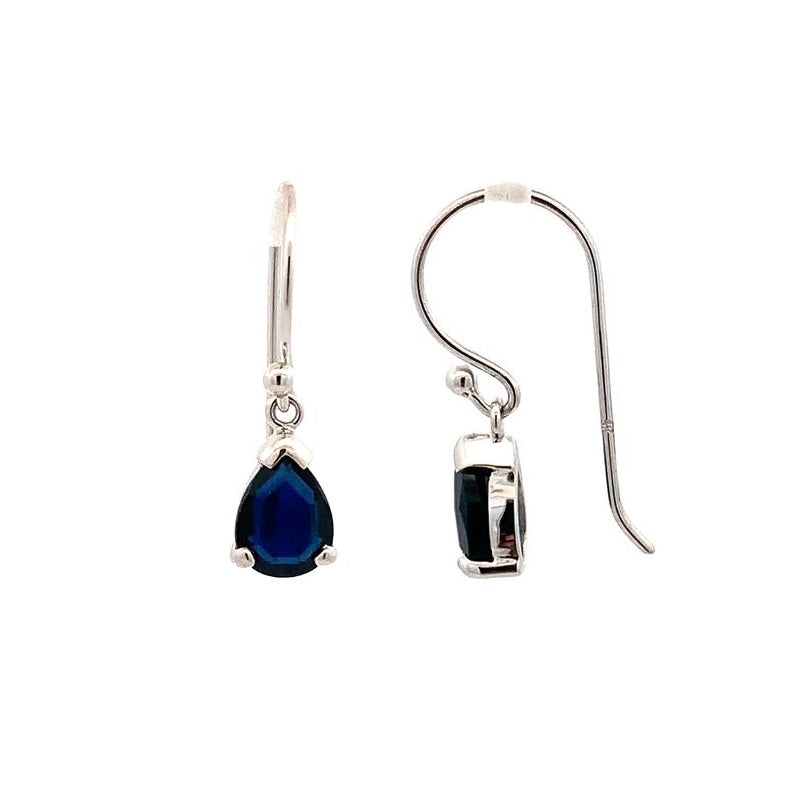 Parrys Jewellers 9ct White Gold 7x5.5mm Pear Australian Sapphire Drop Earrings