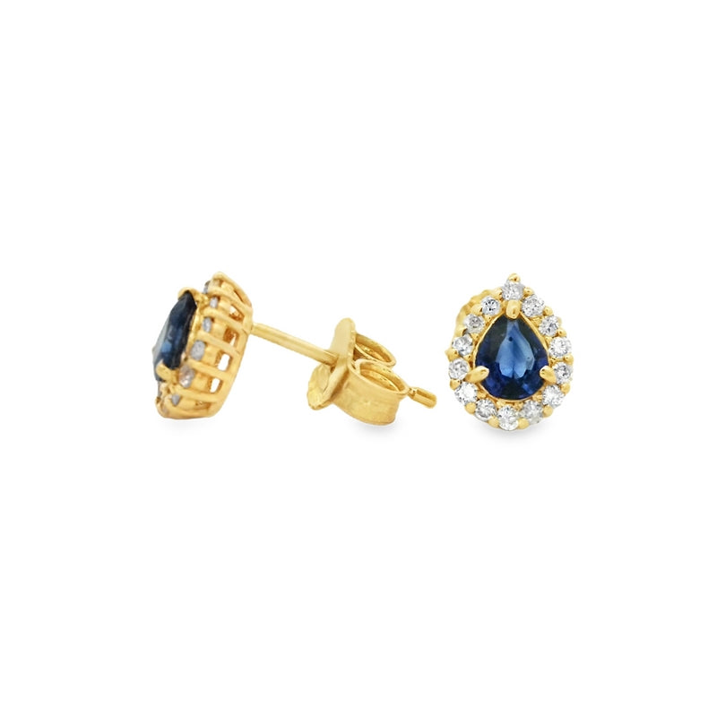 Parrys Jewellers 18ct Yellow Gold Sapphire and Diamond Studs