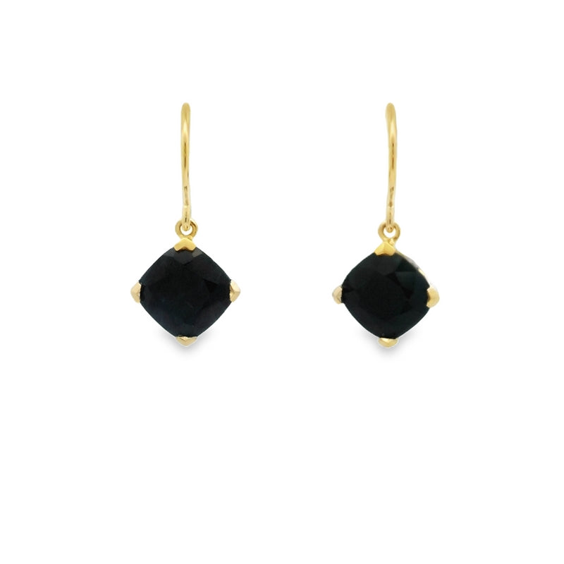 Parrys Jewellers 9ct Yellow Cut 7mm Cushion Cut Sapphire Drop Earrings