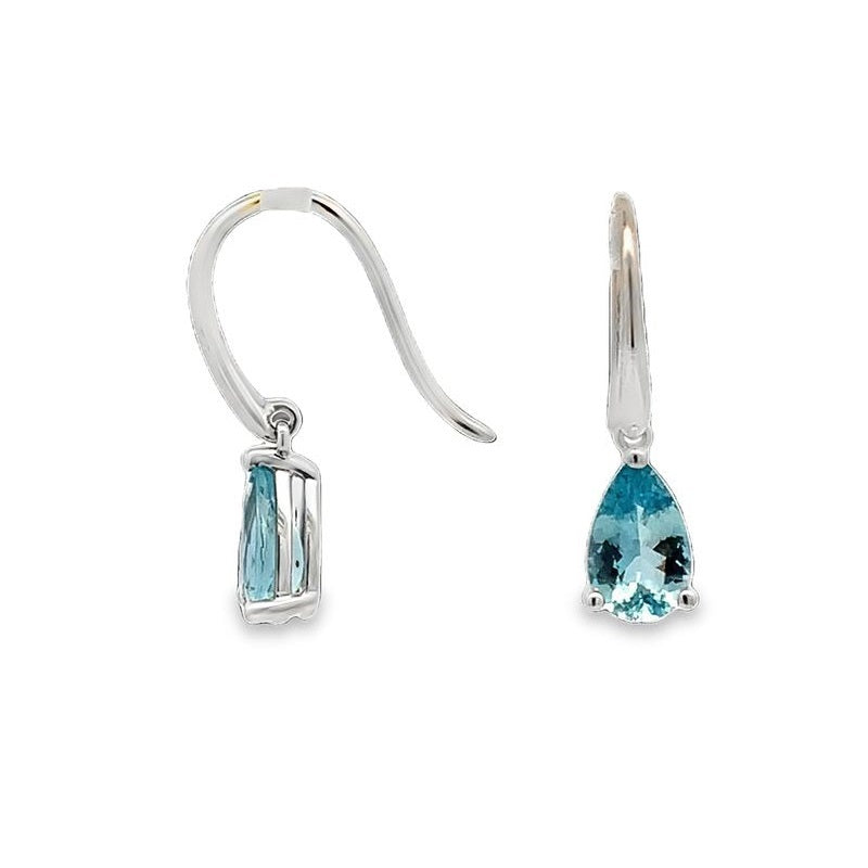 Parrys Jewellers 9ct White Gold Aquarmarine Drop Earrings