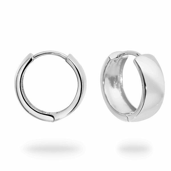 Parrys Jewellers 9ct White Plain Gold Round Profile Polished Huggie Earrings 14.95mm