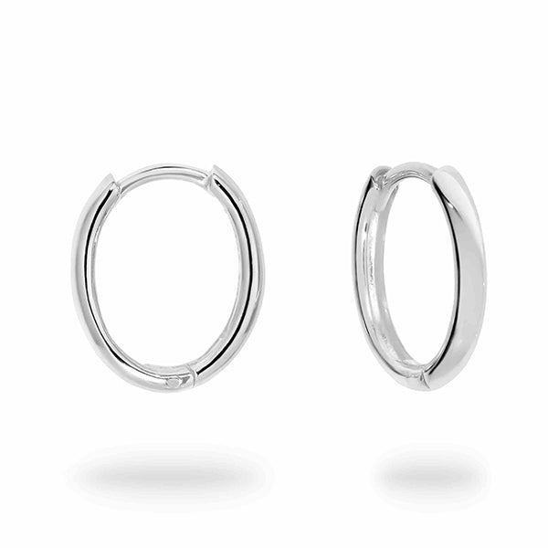 Parrys Jewellers 9ct White Gold Oval Huggie Earrings