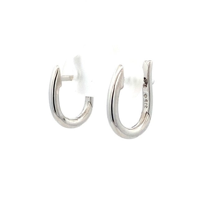 Parrys Jewellers 9ct White Gold Plain 8mm Huggies Earrings