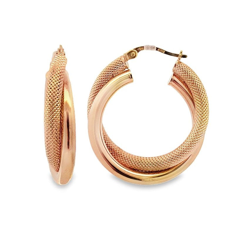 Parrys Jewellers 9ct Yellow Gold Double Tube Hoops