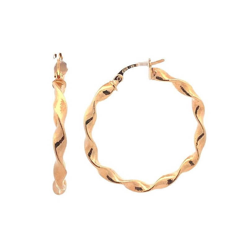 Parrys Jewellers 9ct Yellow Gold Elongated Twist Hoop