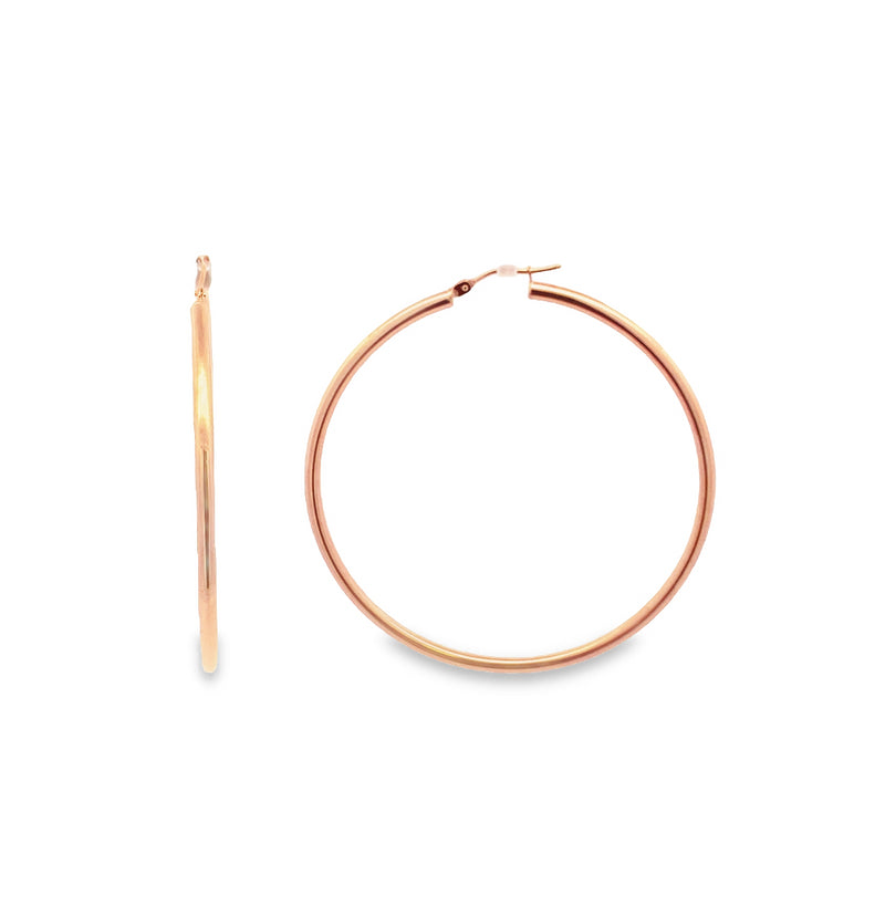 Parrys Jewellers 14ct Rose Gold Plain Tube Hoops