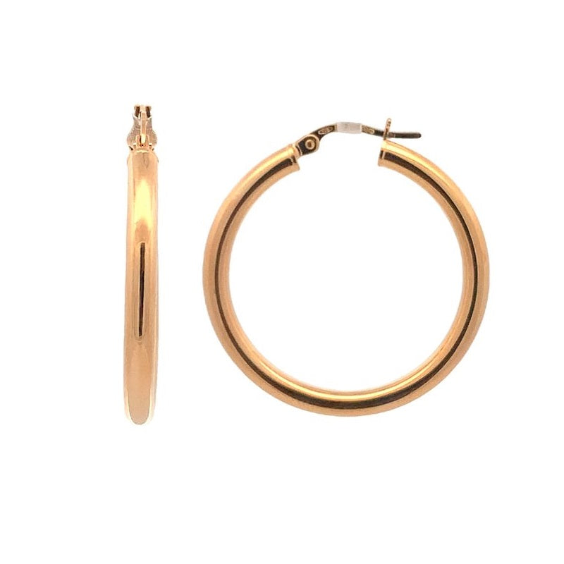 9ct Yellow Gold 3mm Tube Hoop Earrings