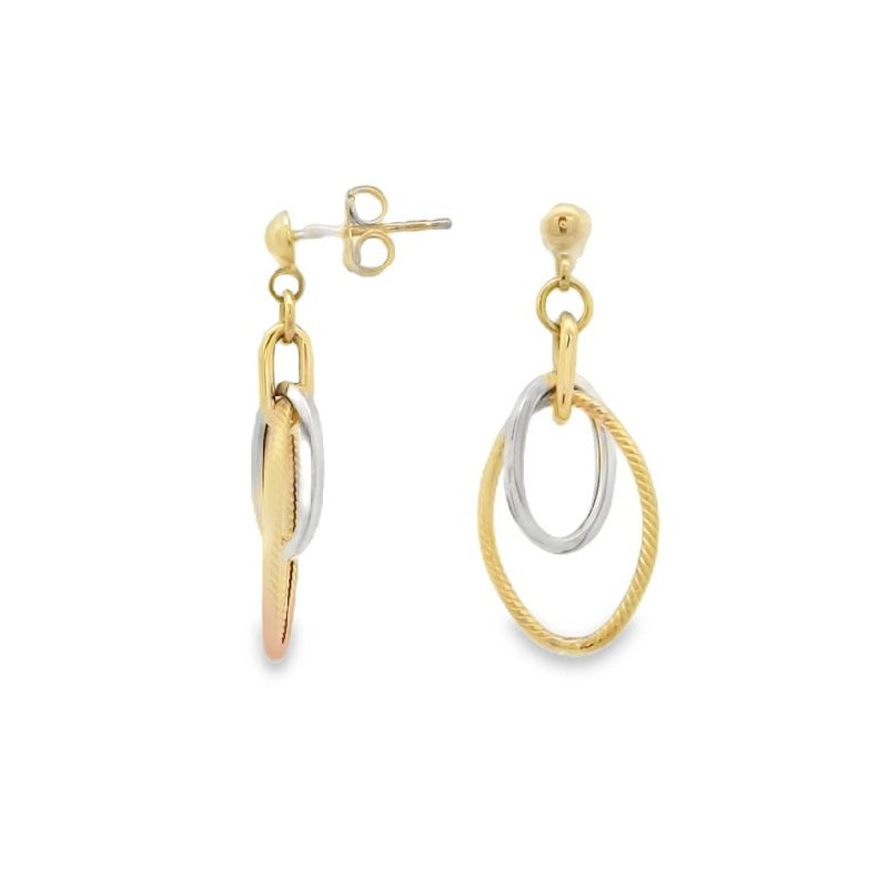 Parrys Jewellers 14ct Yellow and White Gold Oval Link Drop Studs