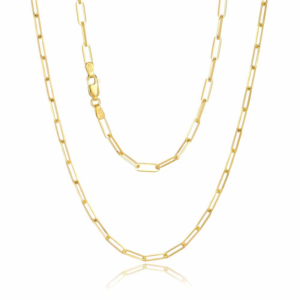 Parrys Jewellers 9ct Yellow Gold Elongated Cable Paperclip Chain (3.30mm) 50cm