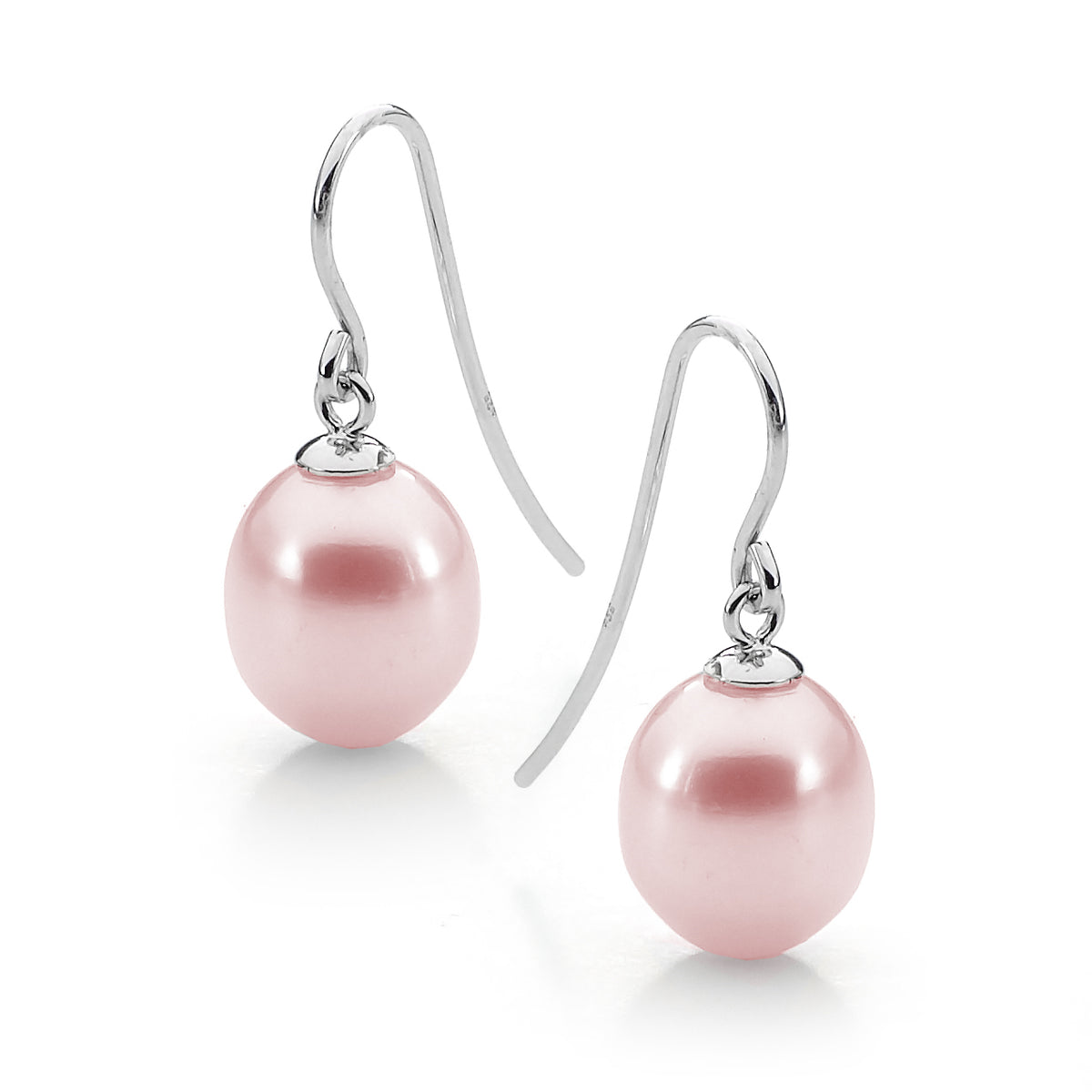 Ikecho Sterling Silver Dyed Pink 7.5-8mm Fresh Water Pearl Shepards Hook Earrings