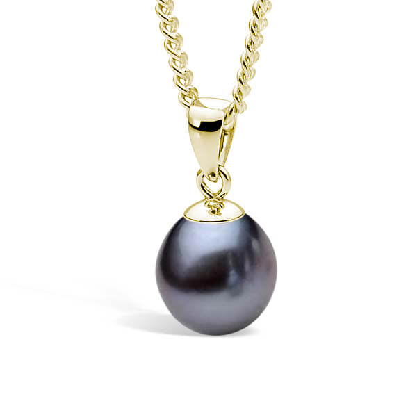 Ikecho 9ct Yellow Gold Dyed Black 9-9.5mm FWP Pendant